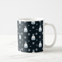 TAZA DE CAFÉ CONEXIONES DE BUNNY AZUL Y BLANCO DE INVIERNO