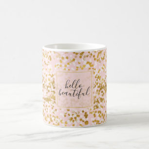 Taza De Café Confetán rosa blanco dorado