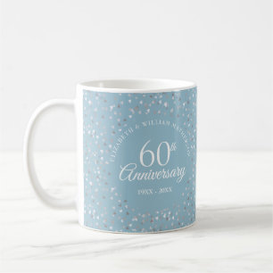 Taza De Café Confeti de corazones del 60 aniversario