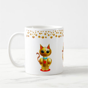 Taza De Café Confeti de Gatos y Puntos Dorados