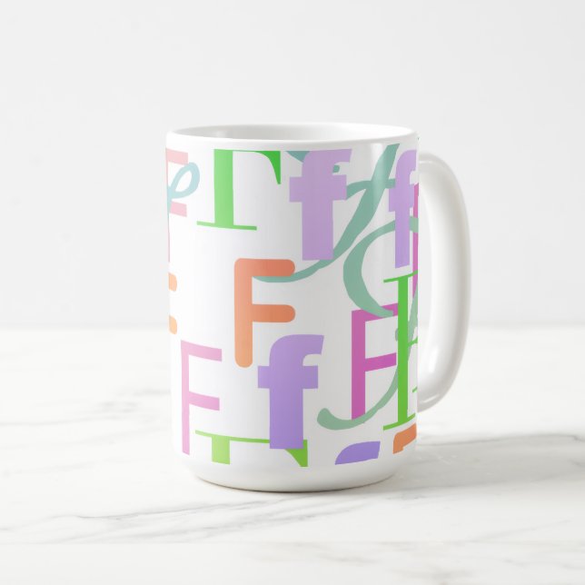 Taza De Café Confeti de Letras "F" (Anverso derecho)