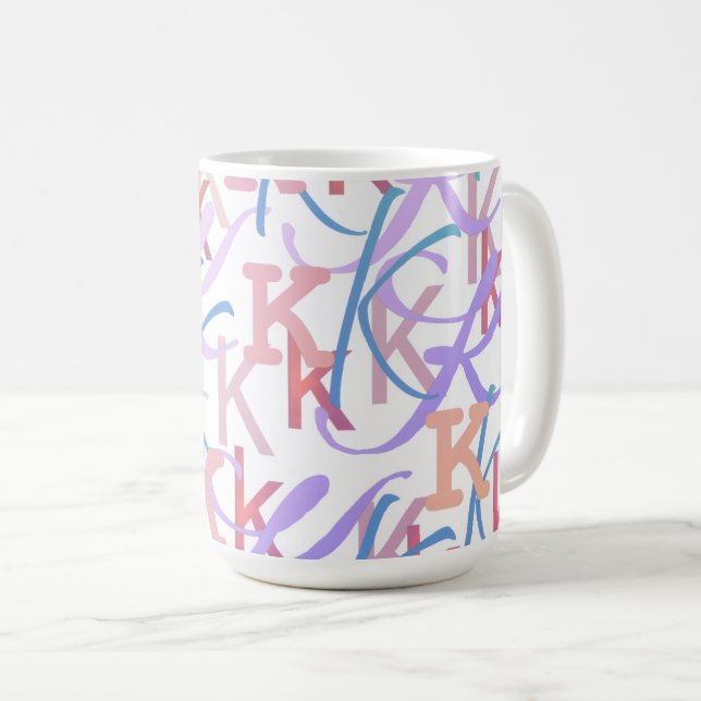 Taza De Café Confeti de Letras "K" (Anverso derecho)
