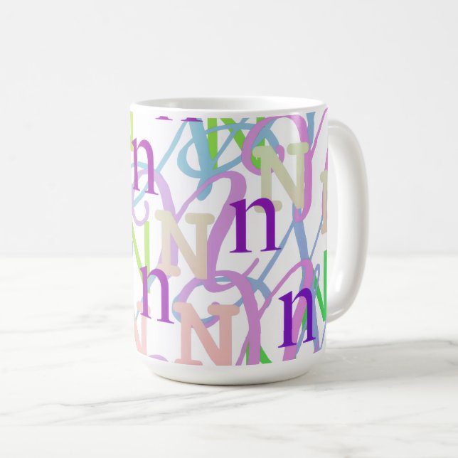 Taza De Café Confeti de Letras "N" (Anverso derecho)