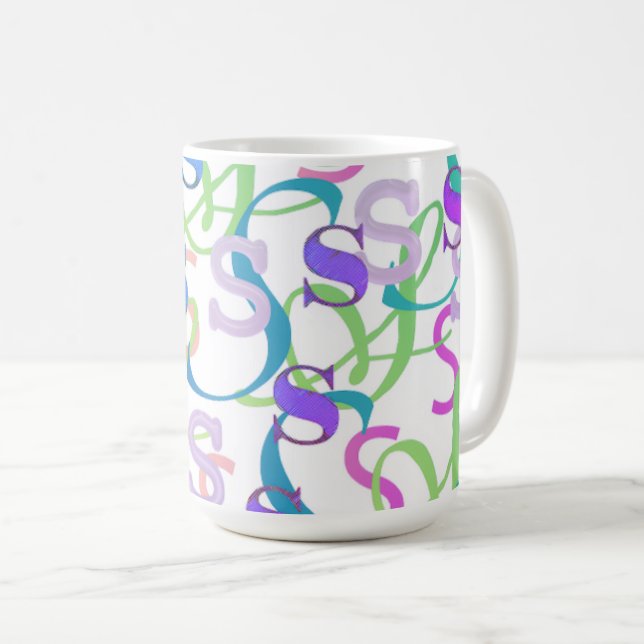 Taza De Café Confeti de Letras "S" (Anverso derecho)