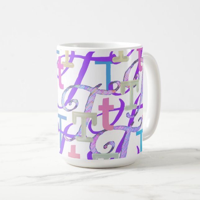 Taza De Café Confeti de Letras "T" (Anverso derecho)