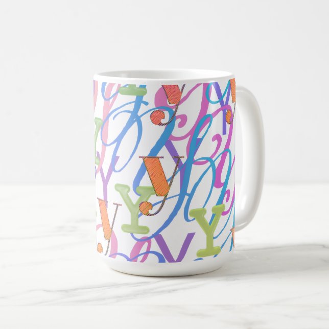 Taza De Café Confeti de Letras "Y" (Anverso derecho)