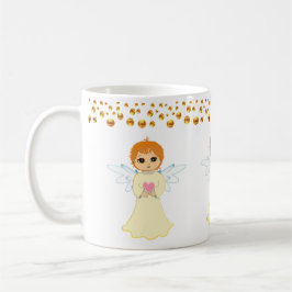 Taza De Café Confeti de lunares dorados y ángel
