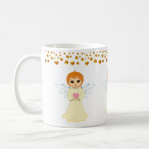 Taza De Café Confeti de lunares dorados y ángel