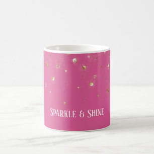 Taza De Café Confeti de purpurina dorada rosa femenino