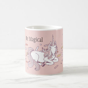 Taza De Café Confeti de Unicornio Mágico Rosa