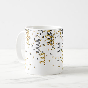 Taza De Café Confeti negro dorado