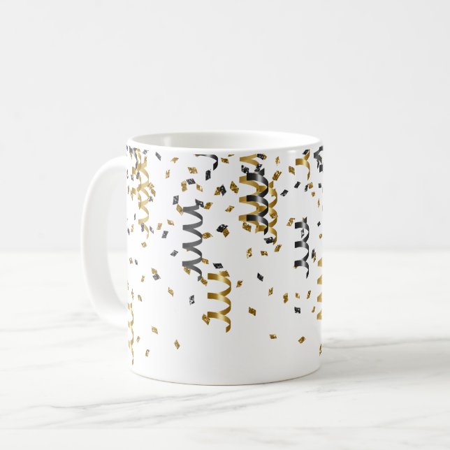 Taza De Café Confeti negro dorado (Anverso izquierdo)