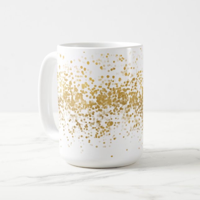 Taza De Café confetti de efecto metalizado dorado (Anverso izquierdo)