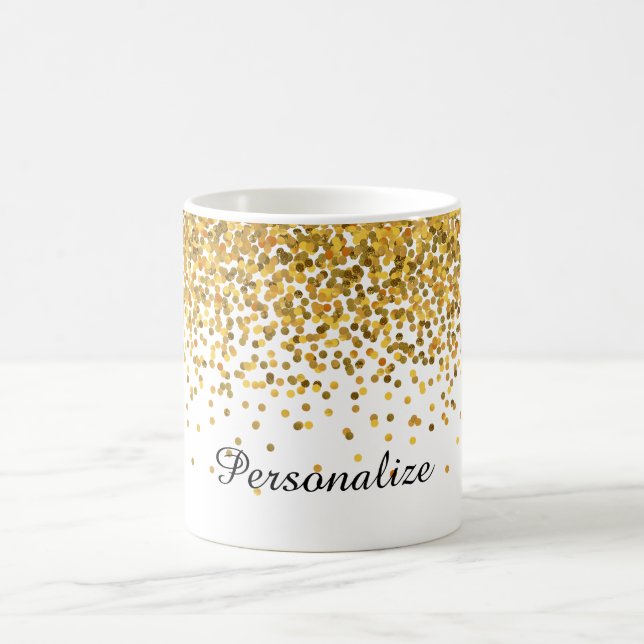 Taza De Café Confetti de efecto metalizado dorado (Centro)