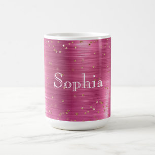 Taza De Café Confetti de espuma de oro de Glam rosa personaliza