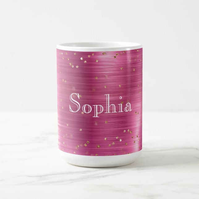 Taza De Café Confetti de espuma de oro de Glam rosa personaliza (Centro)