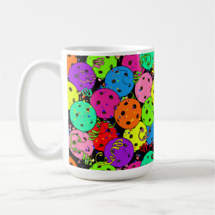 Taza De Café Confetti, Fiesta de baloncesto, y globos sobre neg