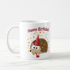 Taza De Café Confetti Happy Birthday Hedgehog