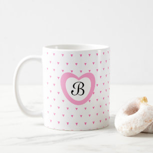 Taza De Café Confetti inicial de corazón y triángulo rosado lin
