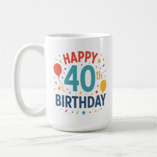 Taza De Café Confetti Pop: Feliz 40 cumpleaños Mug