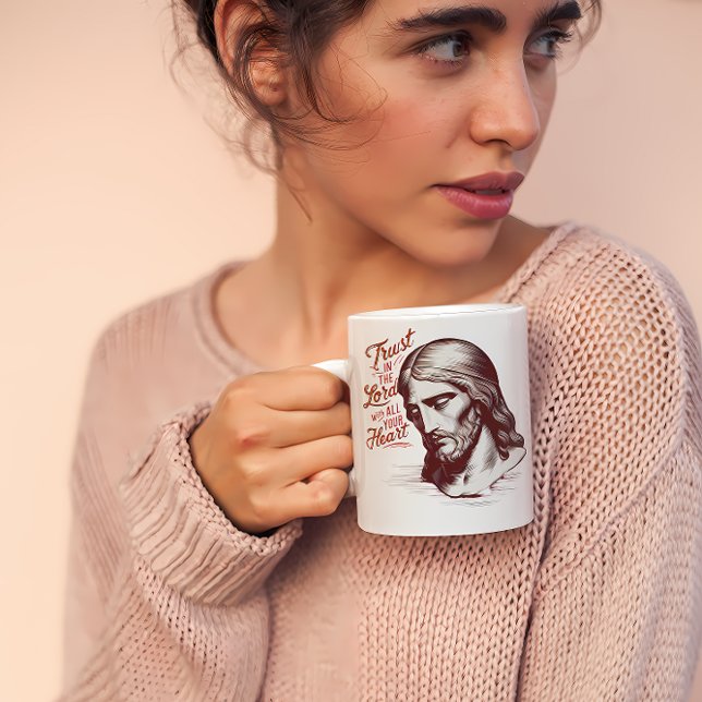 Taza De Café Confiar en Jesús con todo tu corazón (Subido por el creador)