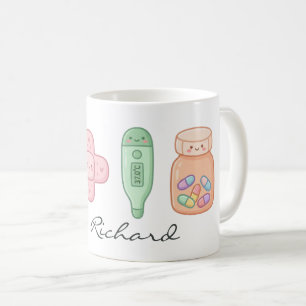Taza De Café Conjunto de dibujos animados de herramientas médic