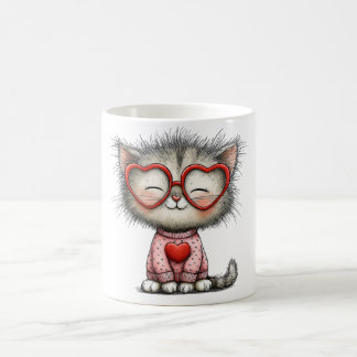 Taza de café conmovedora con diseño de gatito