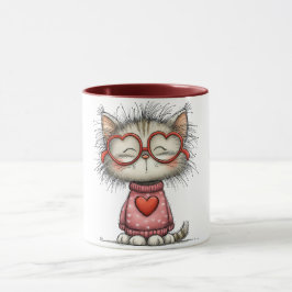 Taza de café conmovedora con gatito sonriente (#2)