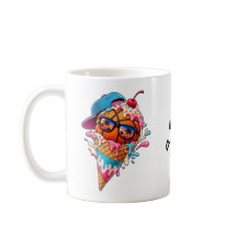 Cono de helado de baloncesto con gorra y gafas de