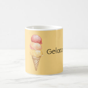 Taza De Café Cono de helado de gelato rojo amarillo italiano