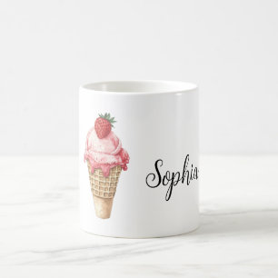 Taza De Café Cono de helado rosa de fresa