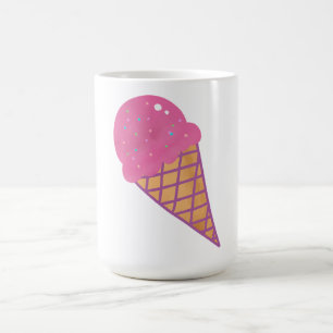 Taza De Café Cono de Waffle con Helado de Fresa Rosa
