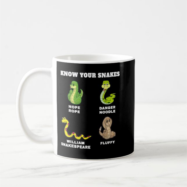 Taza De Café Conoce a tus serpientes nombres graciosos Noodle P (Izquierda)