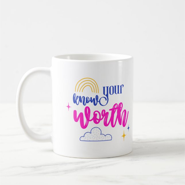 Taza De Café Conoce tu valor Dream Believe Accomplicidad (Izquierda)