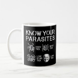 Taza De Café Conoce tus parásitos contra Joe Biden Lunatic