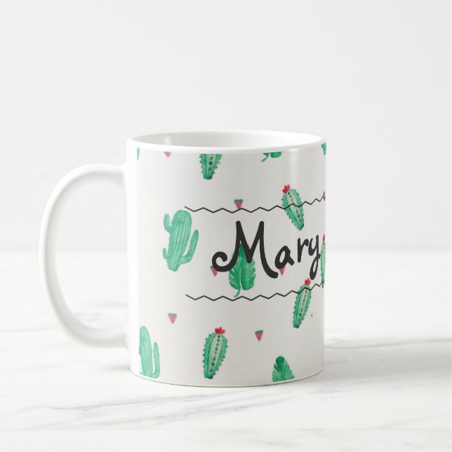 Taza de café conocida de encargo del cactus (Izquierda)