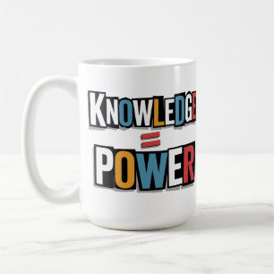Taza De Café Conocimiento = Poder – Collage de Carta de Rescate