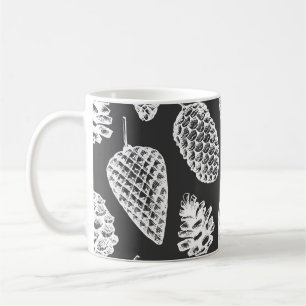 Taza De Café Conos de pino vintage, pizarra botánica.