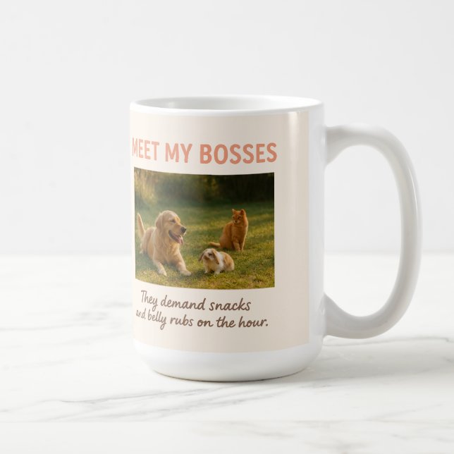 Taza De Café Conozca a mis jefes - Funny Personalizado Mascota  (Derecha)