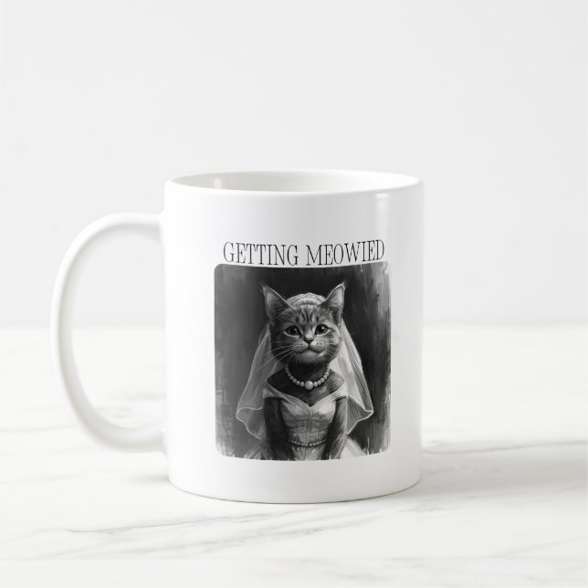 Taza De Café Conseguir Meowied – Diseño Divertido de Despedida  (Izquierda)
