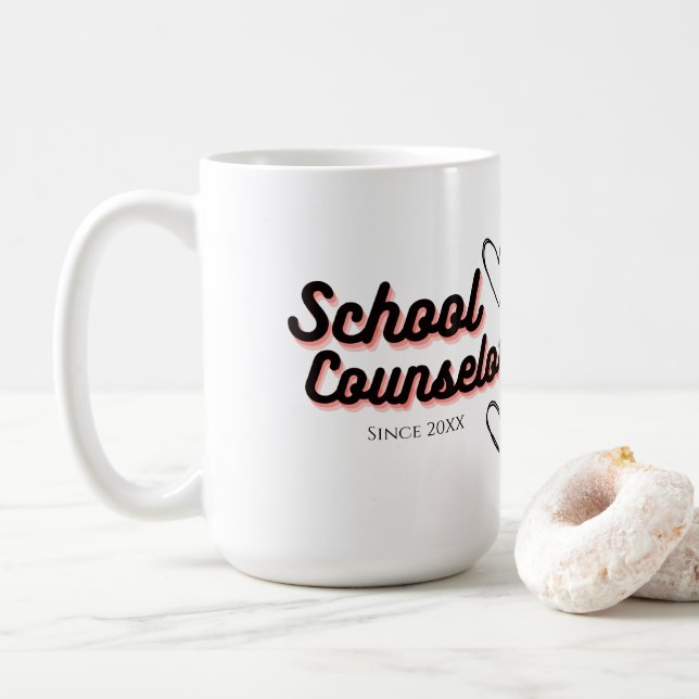 Taza De Café Consejero escolar con corazón (Con donut)