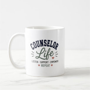 Taza De Café Consejero Vida Escuchar Apoyar Empoderar Repetir
