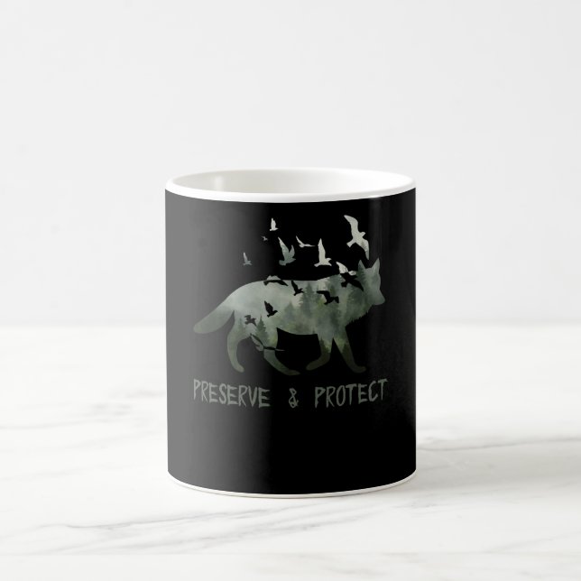 Taza De Café Conservar y proteger el lobo del parque nacional (Centro)
