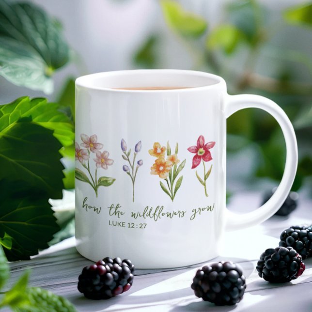 Taza De Café Considera Cómo Crecen Las Flores Silvestres (Consider How The Wildflowers Grow Coffee Mug, the perfect birthday or Christmas gift for all women.)