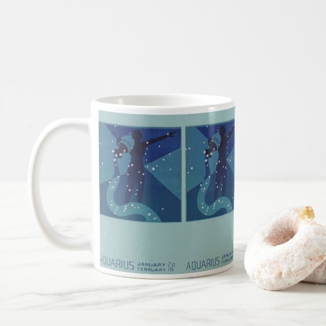 Taza De Café Constelación de Acuario, astrología zodiacal vinta (Con donut)