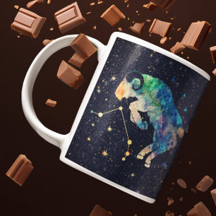 Taza De Café Constelación de Aries Zodiaco Acuarela Estrellas G