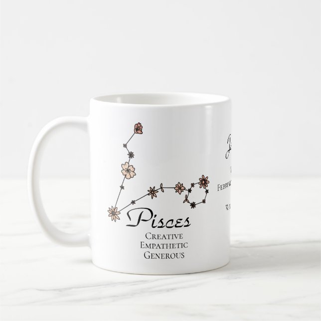 Taza De Café Constelación de flor de signo de estrella zodiaca (Izquierda)