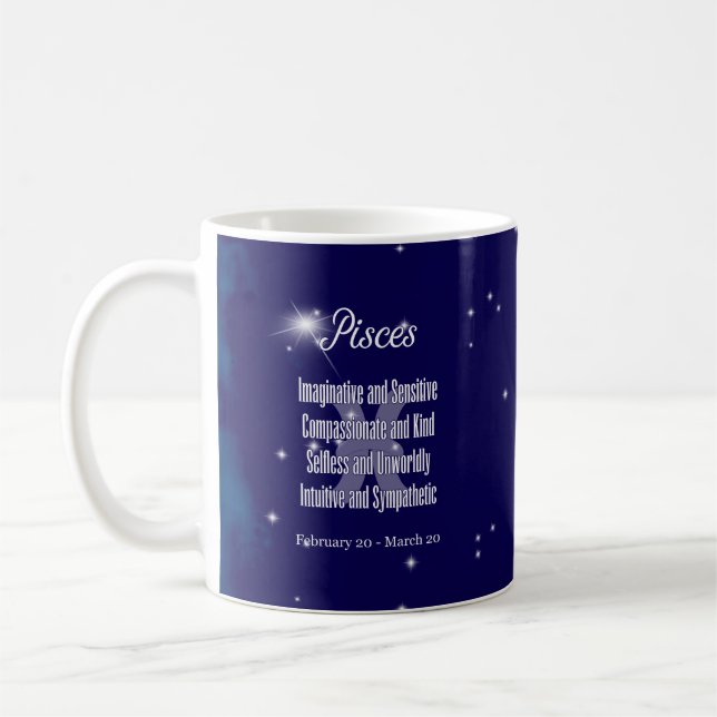 Taza De Café Constelación de horóscopo de Rótulo Zodiaco Pisces (Izquierda)