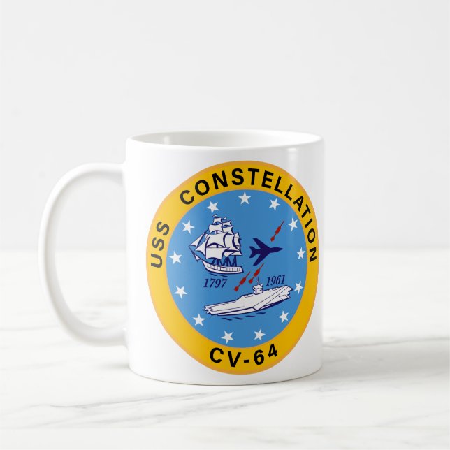Taza De Café Constelación de USS CV-64 Compañía aérea Insignia (Izquierda)
