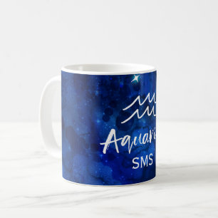 Taza De Café Constelación del Zodiaco de Acuario Monograma de G